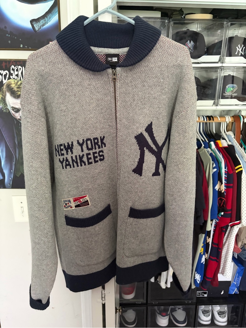 New Era Gray & Navy New York Yankees Knit Zip Cardigan